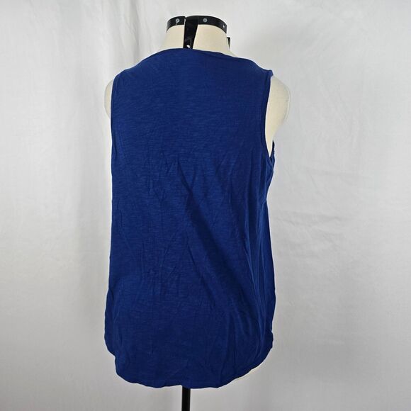 DKNY Tank Top Women's XL Blue Sleeveless Wide Straps Embordered Aztec - Picture 15 of 16